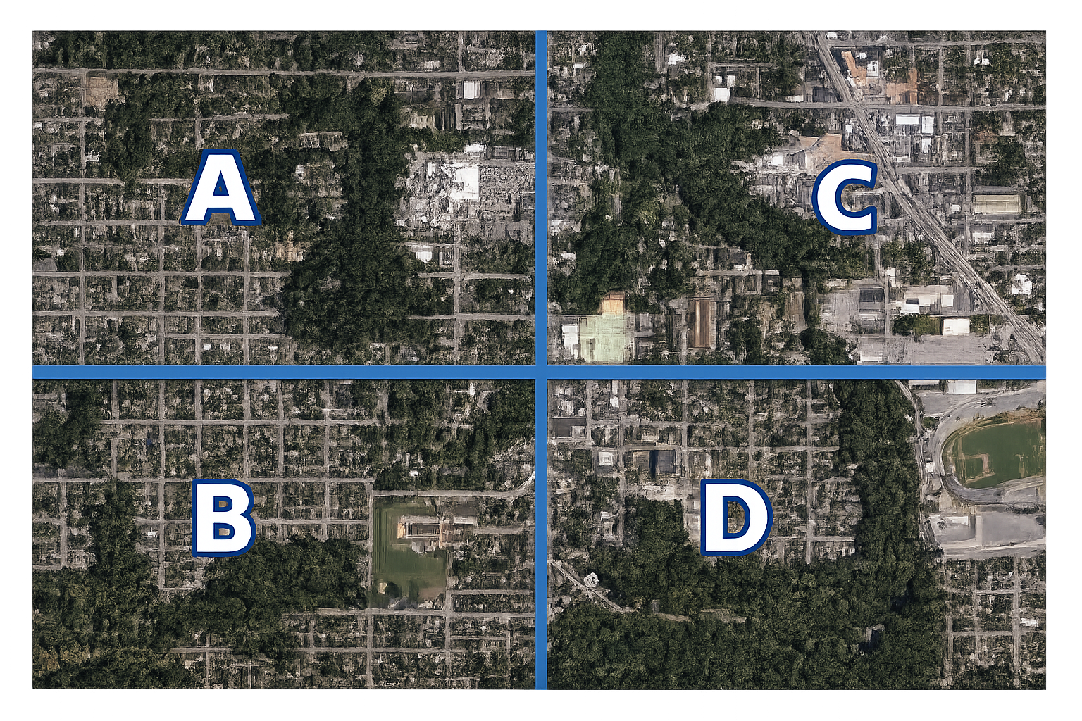 Sectorising using the streets and city block layouts